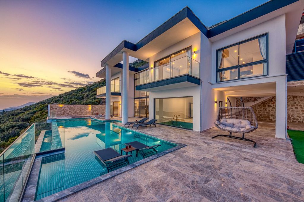 Kefalonya konaklama villa havuz deniz manzarası